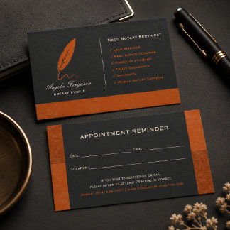 Tarjeta De Citas Elegante Notario Público de Naranja Carbón