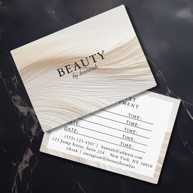 Tarjeta De Citas Elegante, olas, salón, (Elegant, waves, salon, appointment card)