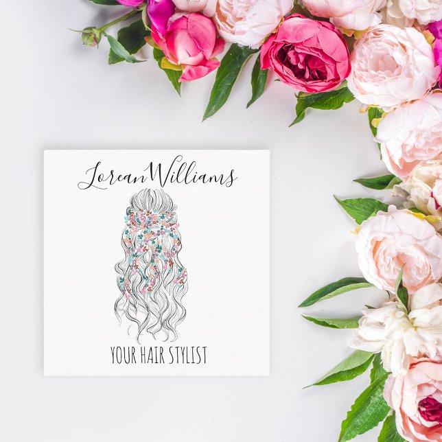 Tarjeta De Citas Elegante Pastel Bride Wavy Hair Estilo Floral (Subido por el creador)