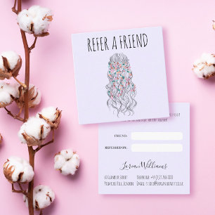 Tarjeta De Citas Elegante Pastel Bride Wavy Hair Estilo Floral