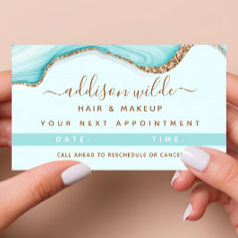 Tarjeta De Citas Elegante Purpurina de oro Agante de Mármol Azul