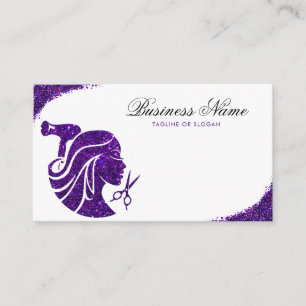 Tarjeta De Citas Elegante Purpurina púrpura mujer peluquera