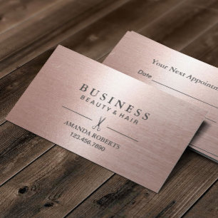 Tarjeta De Citas Elegante Rosa Elegante Salón De Oro