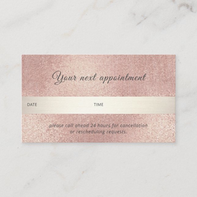 Tarjeta De Citas Elegante Rosa Gold Shimmer Profesional (Anverso)