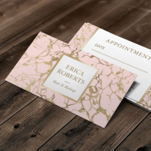 Tarjeta De Citas Elegante Rubor Pink & Gold Marble Salon SPA