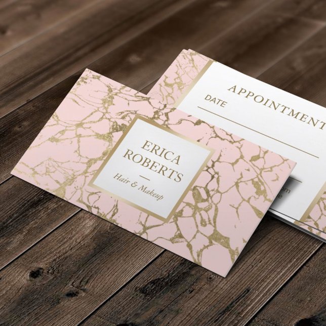 Tarjeta De Citas Elegante Rubor Pink & Gold Marble Salon SPA (Subido por el creador)