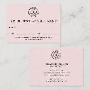 Tarjeta De Citas Elegante Rubor profesional Recordatorio simple ros