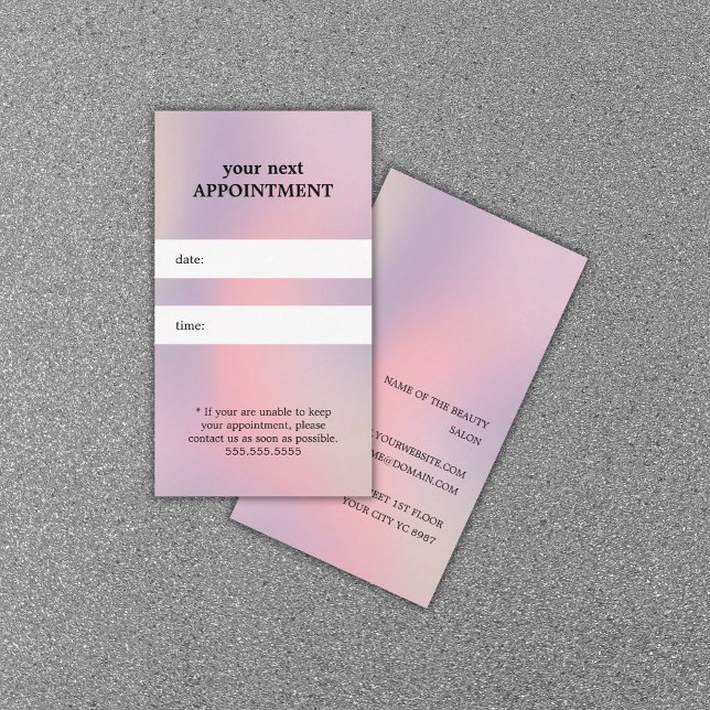 Tarjeta De Citas Elegante Salón De Belleza Pastel (Subido por el creador)