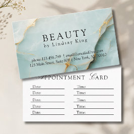 Tarjeta De Citas Elegante Salón Mármol Azul