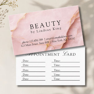 Tarjeta De Citas Elegante Salón Mármol Rosa Rubor