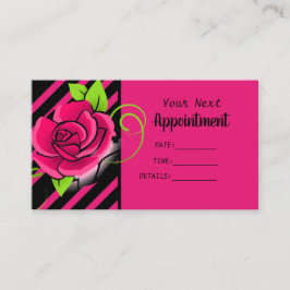 Tarjeta De Citas Elegante salón rayado rosa negro y rosado caliente