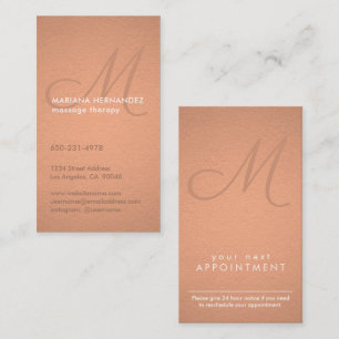 Tarjeta De Citas Elegante Script Monograma Relieve metalizado de co