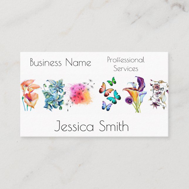 Tarjeta De Citas Elegante servicio de consulta floral acuática (Anverso)