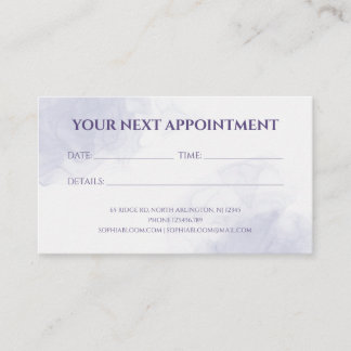 Tarjeta De Citas Elegante Tinta acuarela Liquida Púrpura Clara
