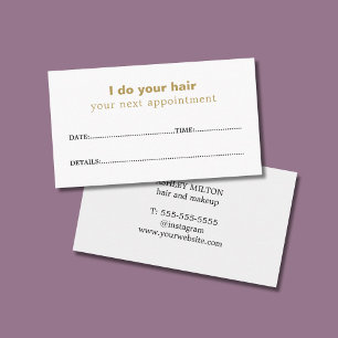 Tarjeta De Citas Elegante y simple belleza blanca dorada