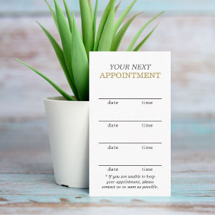 Tarjeta De Citas Elegante y simple belleza dorada blanca