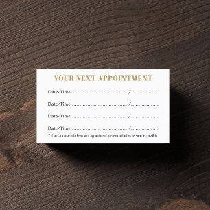 Tarjeta De Citas Elegante y simple belleza dorada blanca