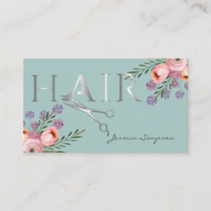 Tarjeta De Citas Elegantes tijeras florales de color boho acuático