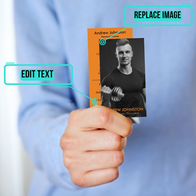 Tarjeta De Citas Entrenador personal o entrenador negro y Naranja (Please enjoy our business card)