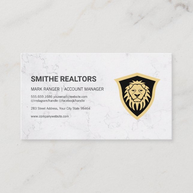 Tarjeta De Citas Escudo de leones| Finanzas | Inversor inmobiliario (Anverso)