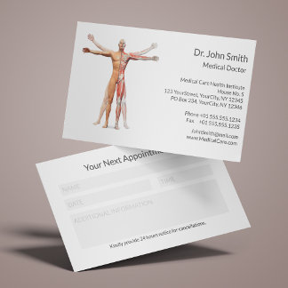 Tarjeta De Citas Esqueleto Músculos del Cuerpo Humano Recordatorio
