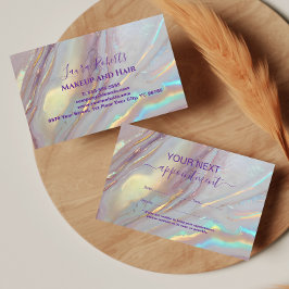Tarjeta De Citas Estética de mármol holográfico suave