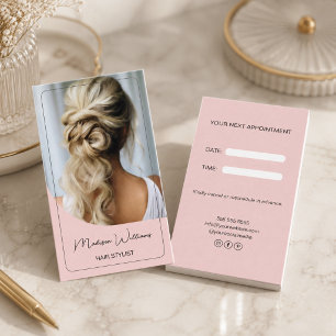 Tarjeta De Citas Estilista de cabello Moderno Rosa