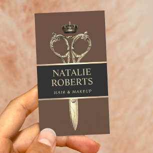 Tarjeta De Citas Estilista Real Tijera Dorada Salón de Belleza Marr
