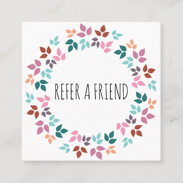 Tarjeta De Citas Estiloso Pastel Floral Cabello Elegante Leafy Wrea (Anverso)