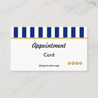 Tarjeta De Citas Executive Navy Blue Stripes & Gold Reminder