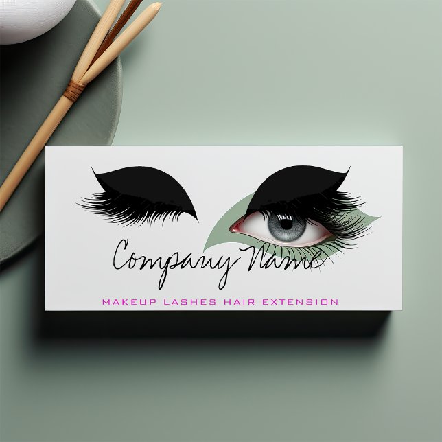 Tarjeta De Citas Extensión de latigazos de artistas de maquillaje r (Black White Pink Makeup Artist Lashes Extension Appointment Card)
