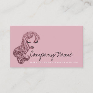 Tarjeta De Citas Extensión del cabello Artista de maquillaje Rosa L