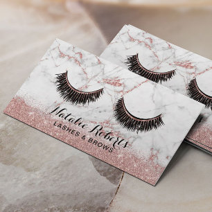 Tarjeta De Citas Extensiones Eyelash Maquillaje Artista Rosa Mármol