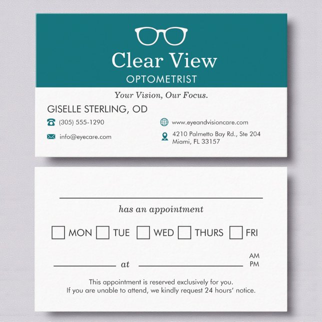 Tarjeta De Citas Eye Doctor Appointment Reminder Optometrist (Subido por el creador)