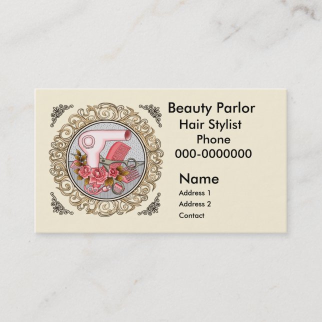 Tarjeta De Citas Fancy Pink Roses Beautician (Anverso)