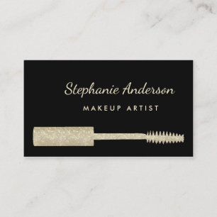 Tarjeta De Citas FAUX Gold Glitz Mascara Pincel Artista de maquilla