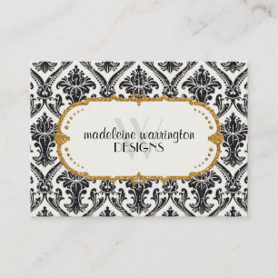Tarjeta De Citas Faux Gold Purpurina Damask Floral Pattern Business