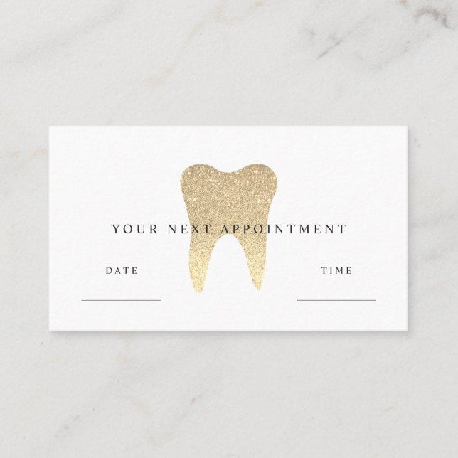Tarjeta De Citas Faux Gold Purpurina Dental (Anverso)