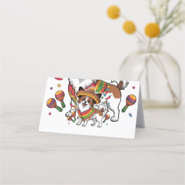 Tarjeta De Citas Fiesta Papillon Dog con Sombrero y Sarape