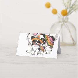 Tarjeta De Citas Fiesta Papillon Dog con Sombrero y Sarape