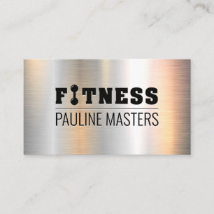 Tarjeta De Citas Fitness Barbell   Entrenador personal   Metálico