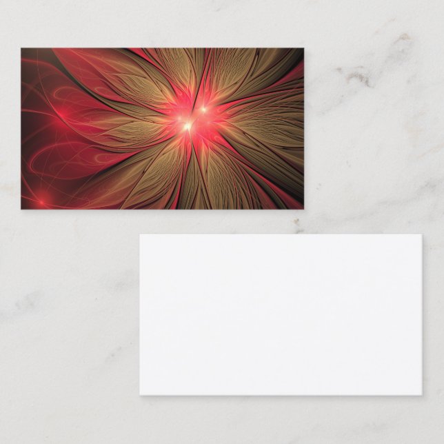 Tarjeta De Citas Flor fractal de fanatismo rojo (Anverso / Reverso)