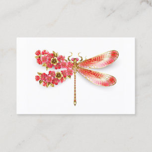 Tarjeta De Citas Flor libélula con sakura de joyas