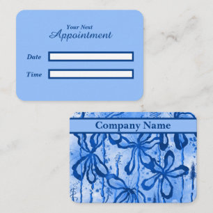 Tarjeta De Citas Flores entintadas azules