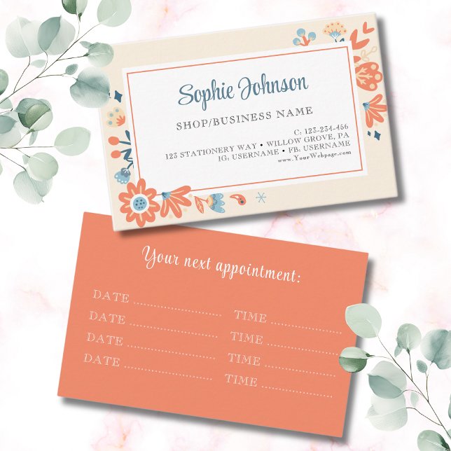 Tarjeta De Citas Flores folclóricas nórdicas florales (Subido por el creador)