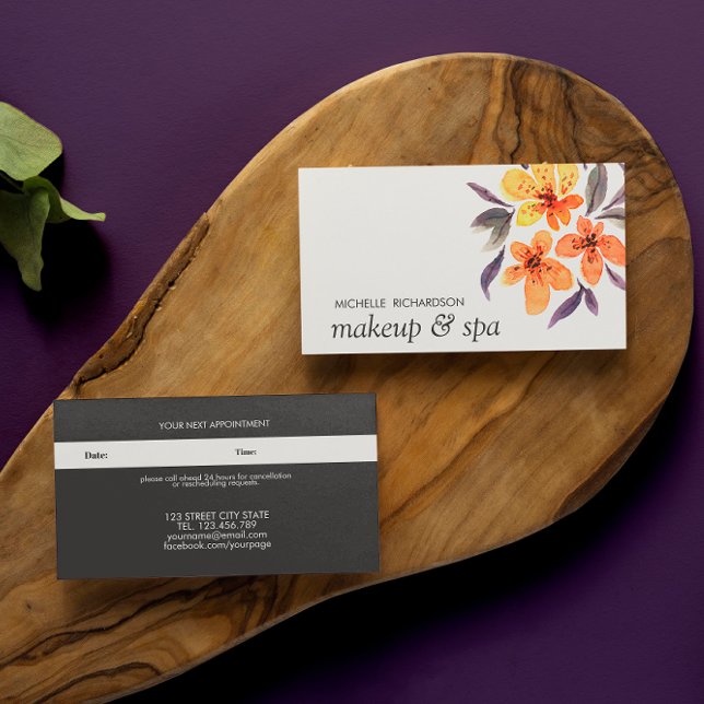 Tarjeta De Citas Flores naranjas | Femeninas profesionales (Subido por el creador)