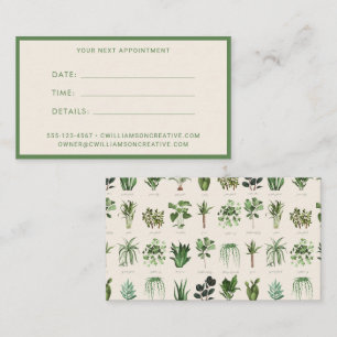 Tarjeta De Citas Florista Botánico de Plantas Verdes Boho Modernas