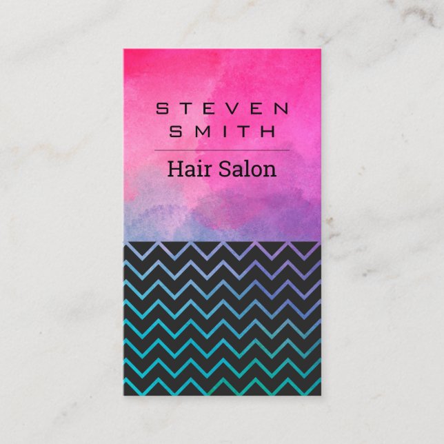 Tarjeta De Citas Formas artísticas y acuarela | Patrón Zig Zap (Anverso)