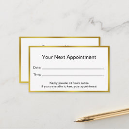 Tarjeta De Citas Frontera Faux Gold para profesionales
