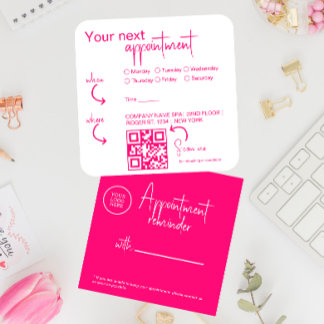 Tarjeta De Citas Fussia rosa Salón de belleza moderno Código QR